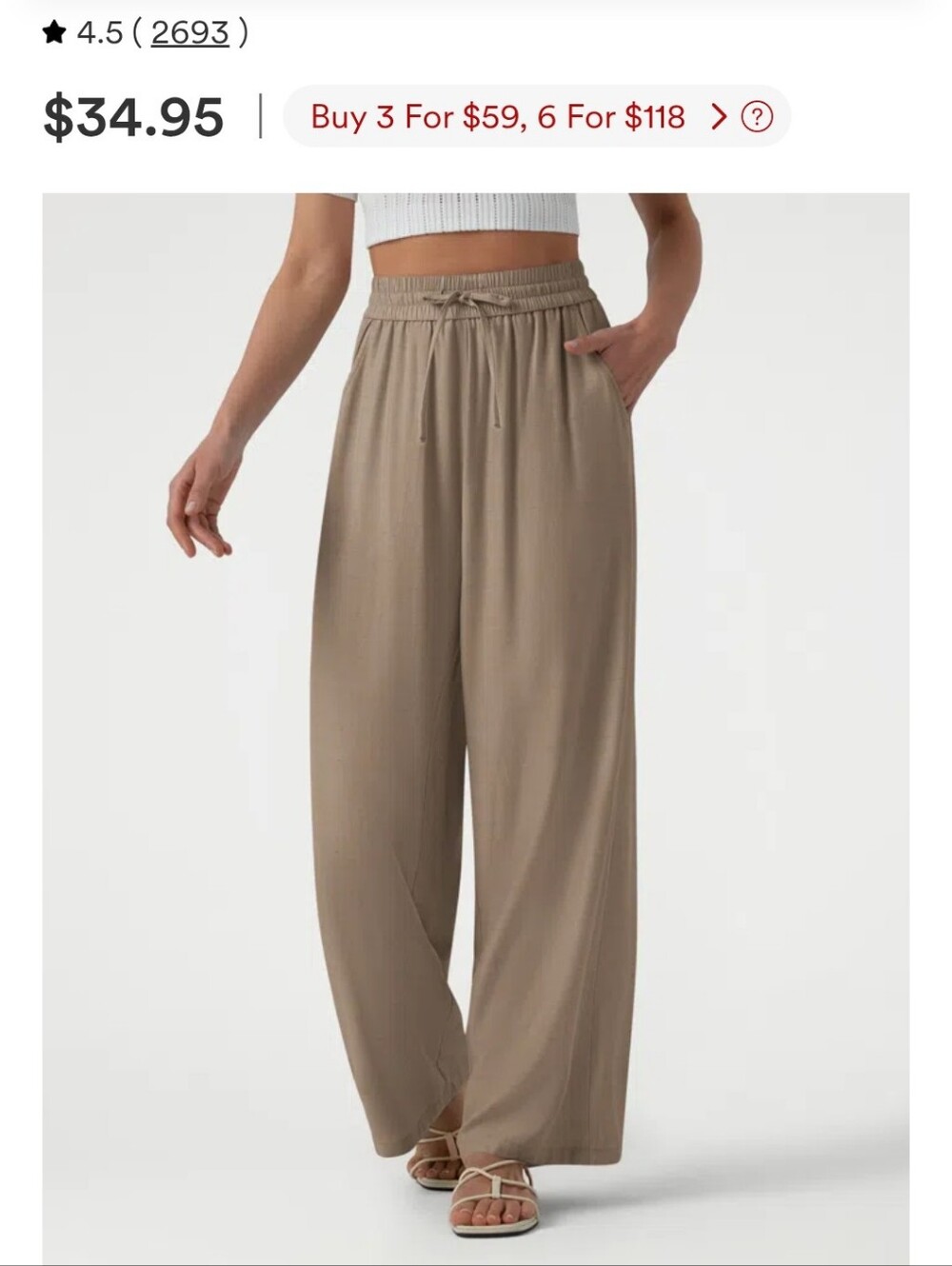 NWT Linen Blend Highwaisted Pants - Picture 6 of 6